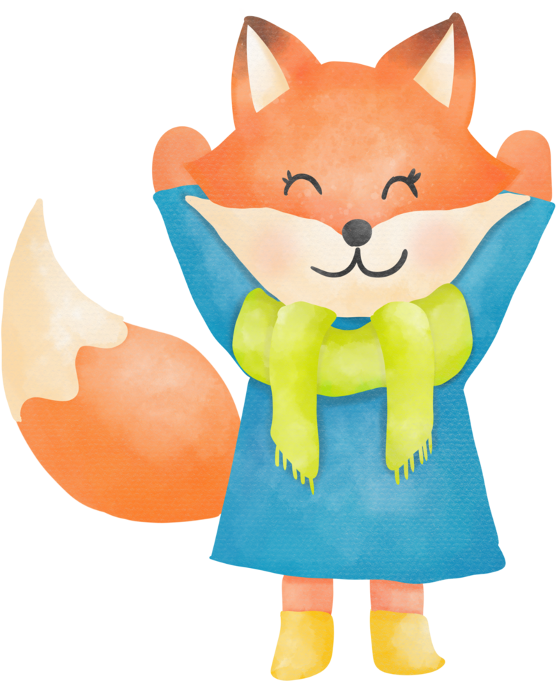 Fox cute animal in autumn png