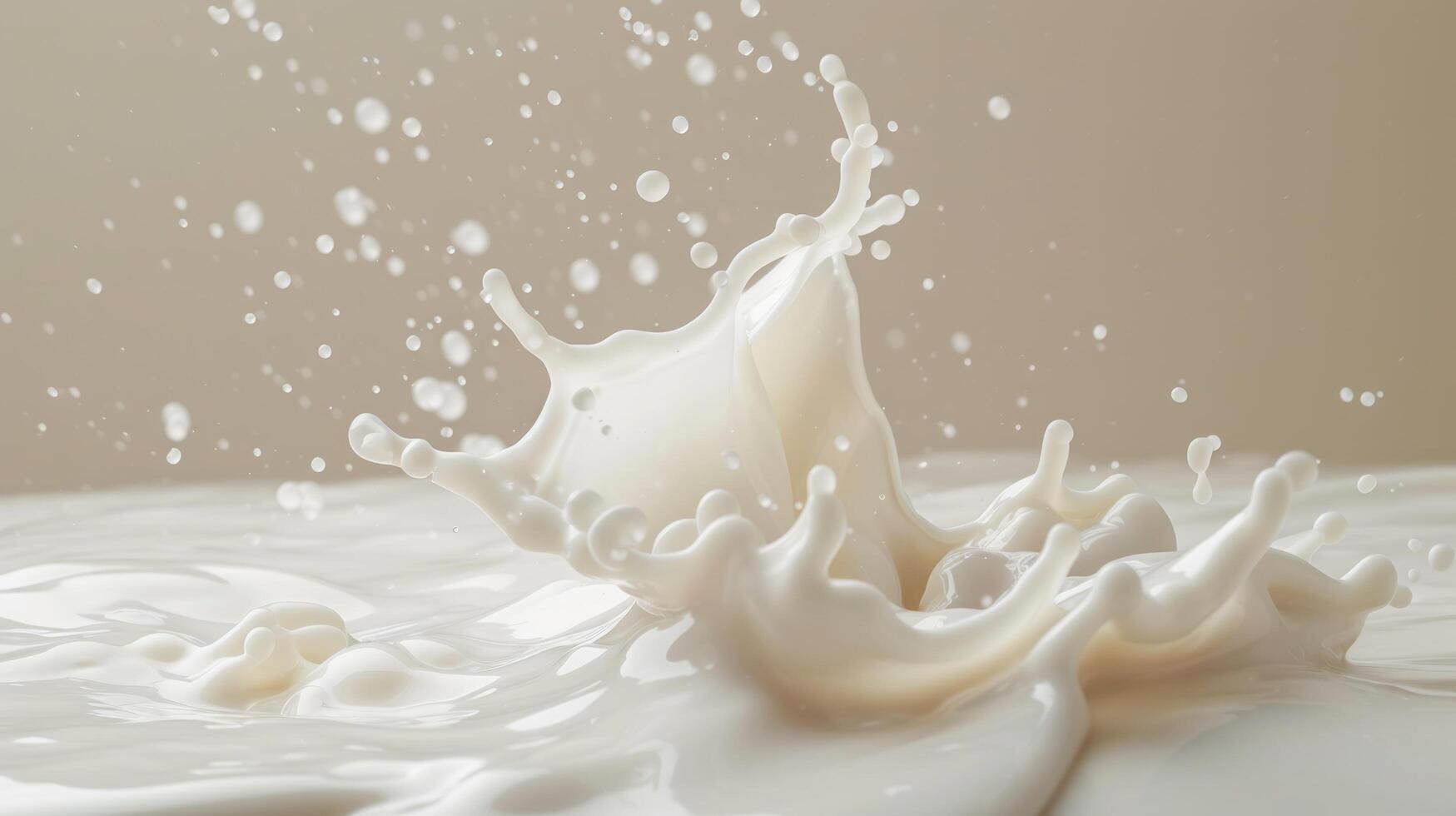 AI generated Milk splashes and forms intricate patterns as it collides with a surface photo