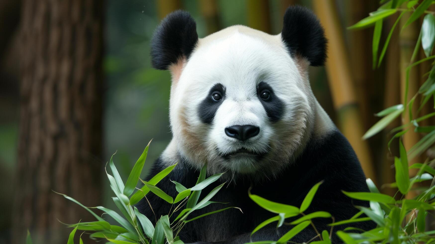 AI generated A panda stands as a symbol of conservation and preservation efforts photo