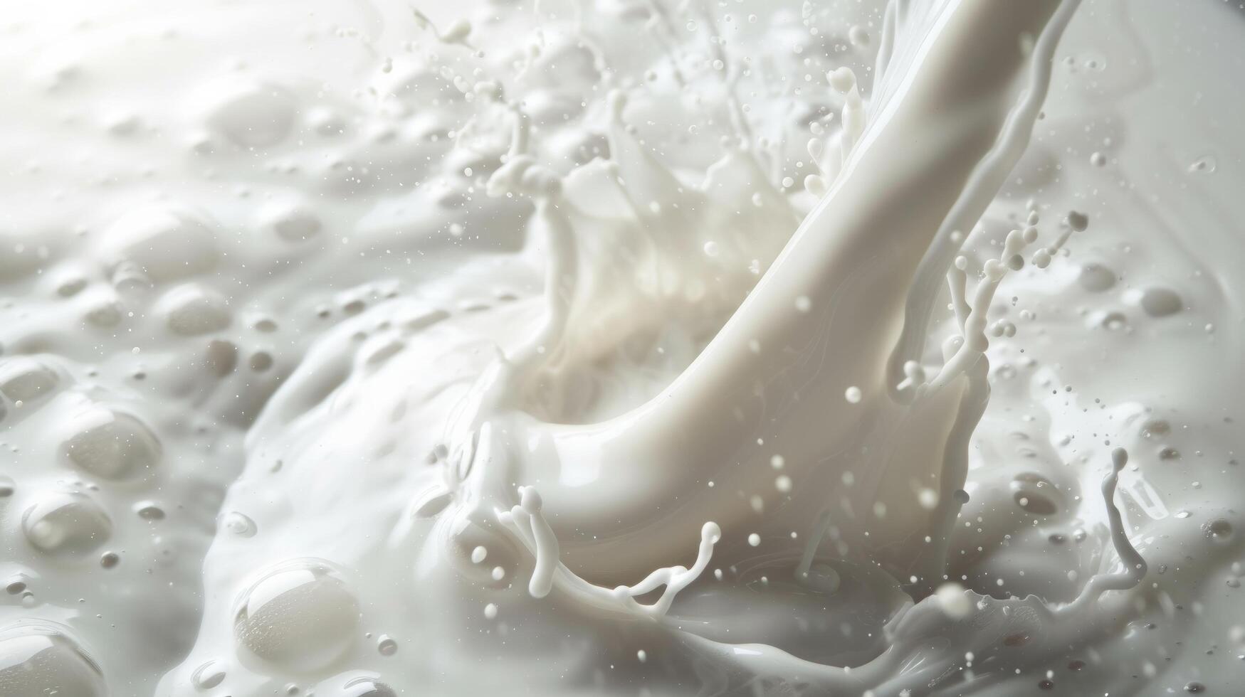 AI generated A creamy swirl of milk pours into a glass, creating an ethereal galaxy of white photo