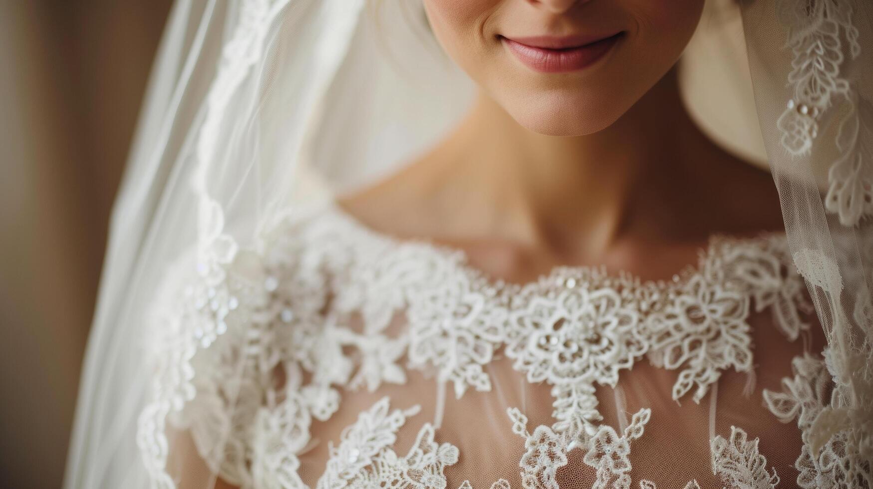 AI generated Bridal Lace Gown Detailing in Close-Up photo