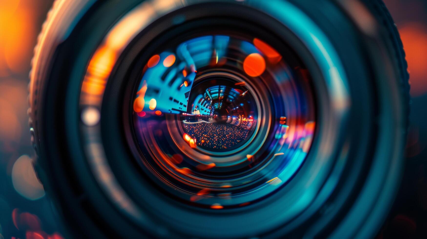 AI generated Abstract Camera Lens with Colorful Bokeh Effect photo