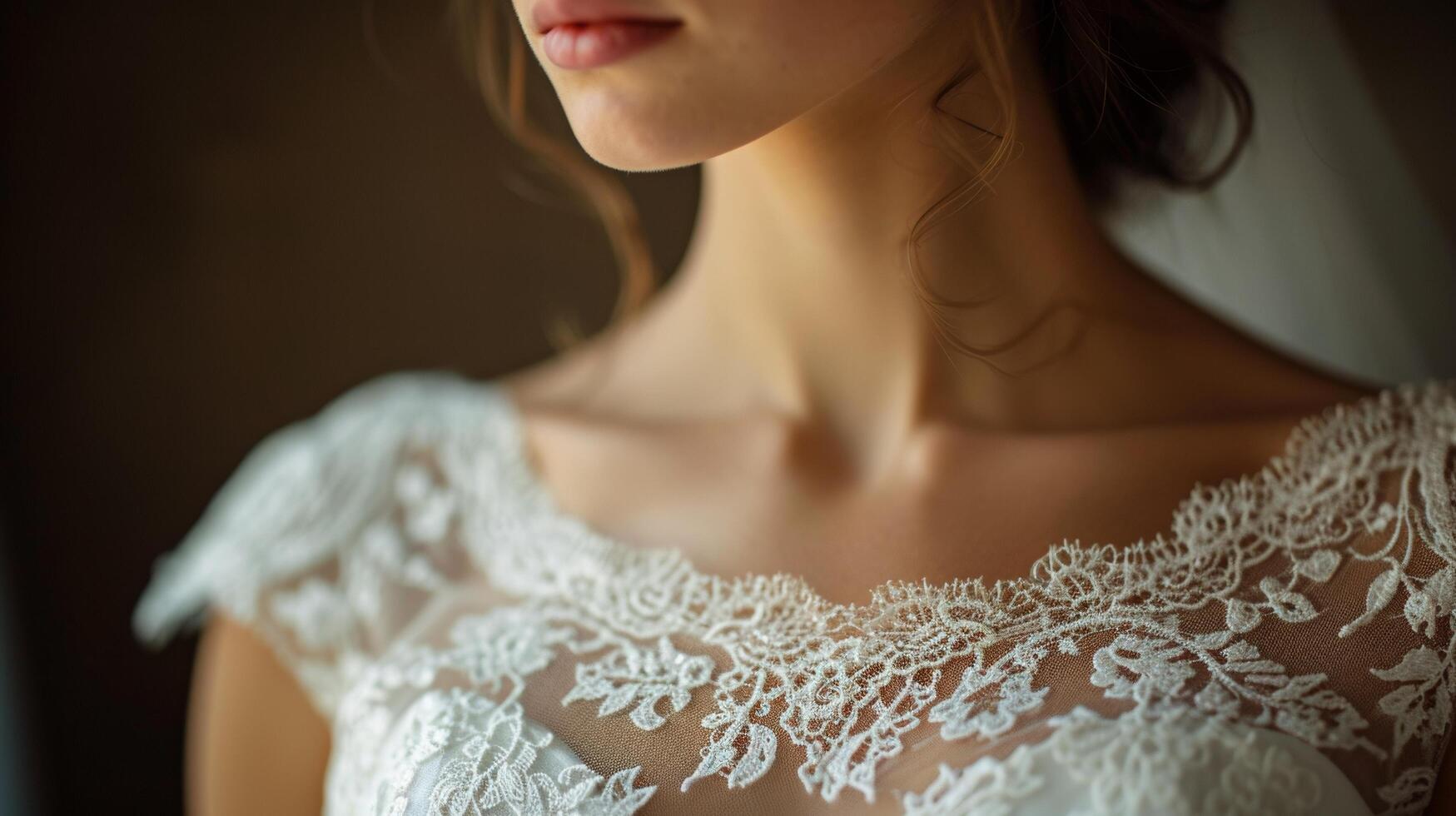 AI generated Bridal Lace Gown Detailing in Close-Up photo