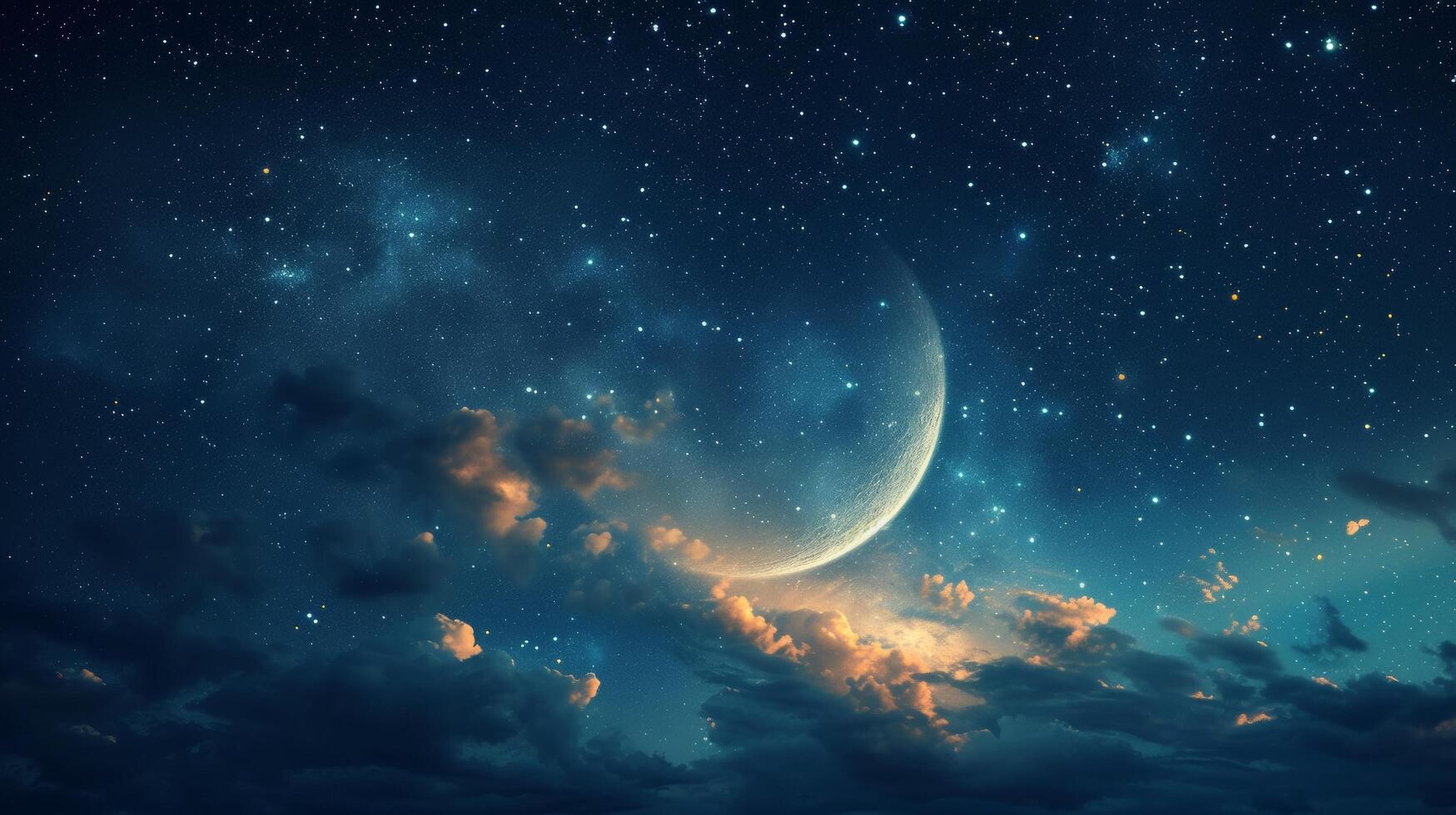 AI generated Crescent Moon Illuminating the Night Sky photo