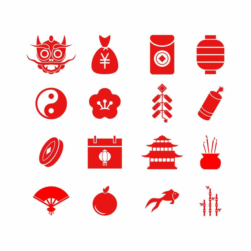 chino nuevo año evento icono colocar. lunar nuevo año icono sábana para gráfico recursos. chino nuevo año vector para icono, firmar o símbolo. vector recurso para diseño acerca de año de el continuar celebracion