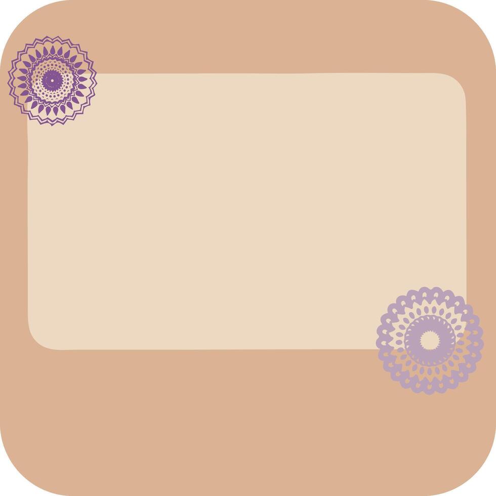 texto caja bandera marrón color con mandala adornos vector