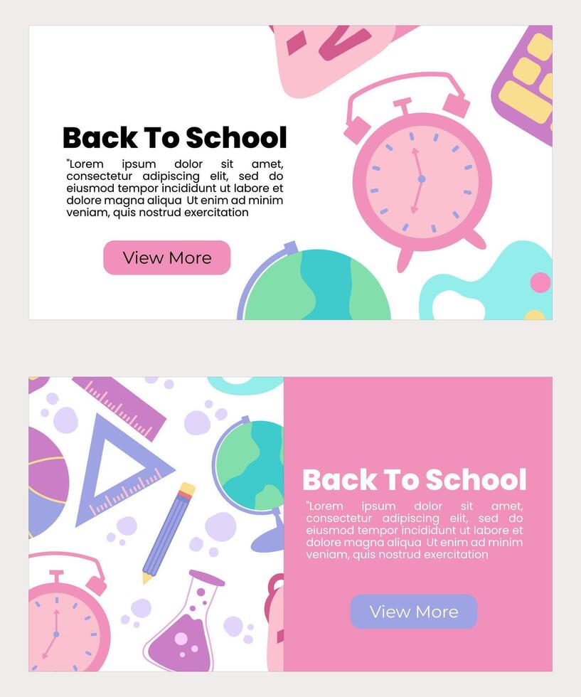 Back to school banners template. Website , brochure, presentation, with hand drawn element vector illustration