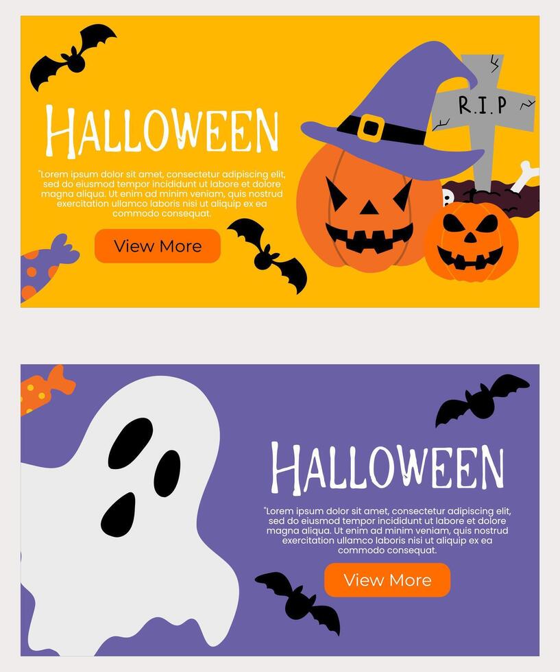 Halloween banners template. Website , brochure, presentation, with hand drawn element vector illustration