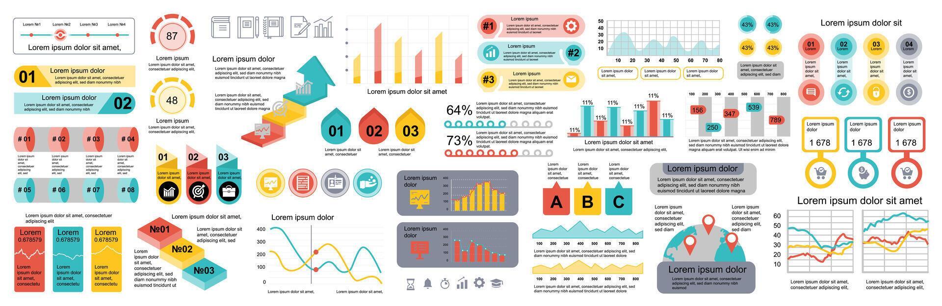 Mega set of infographic elements data visualization vector design ...