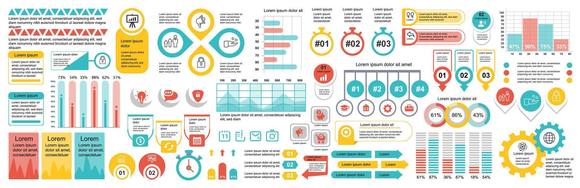 Mega set of infographic elements data visualization vector design ...