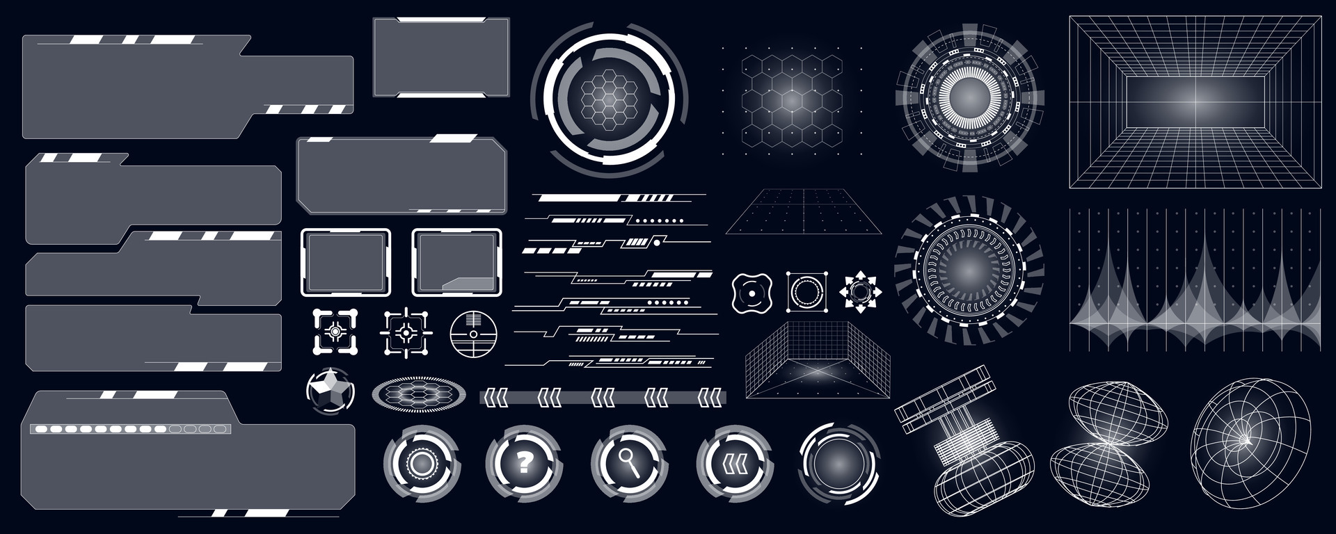 Cyberpunk futuristic user interface mega set in flat design. Bundle ... image.