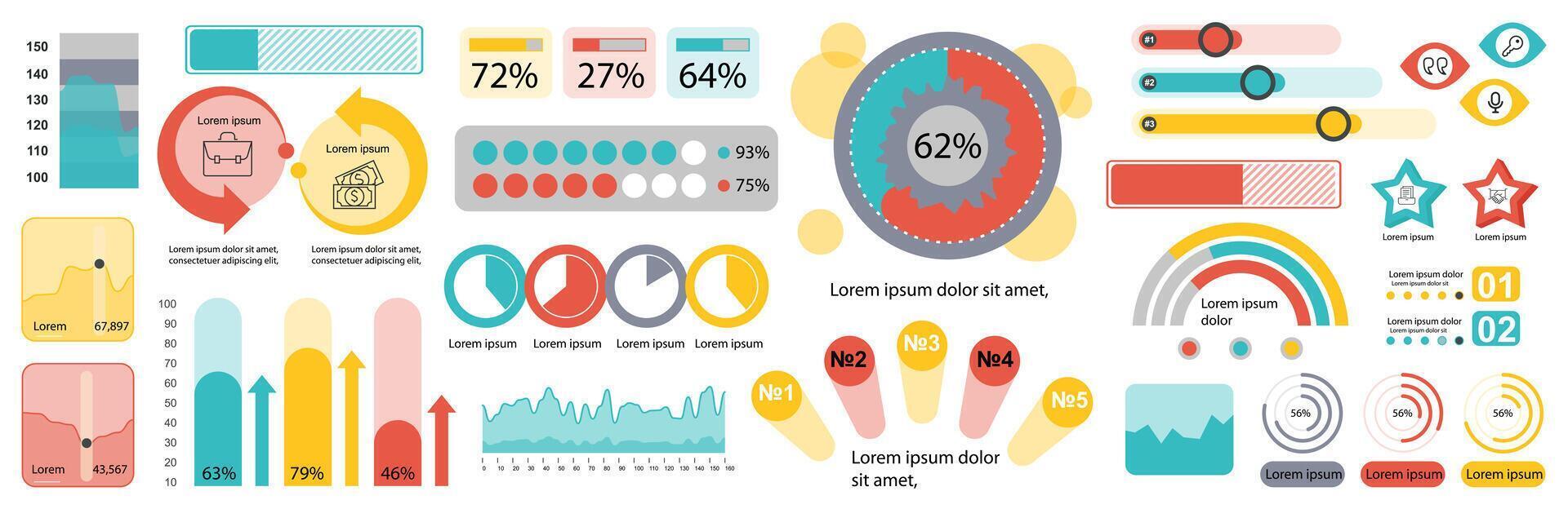 Mega set of infographic elements data visualization vector design template. Can be used for steps, options, business process, workflow, diagram, flowchart, timeline, marketing. Bundle info graphics.