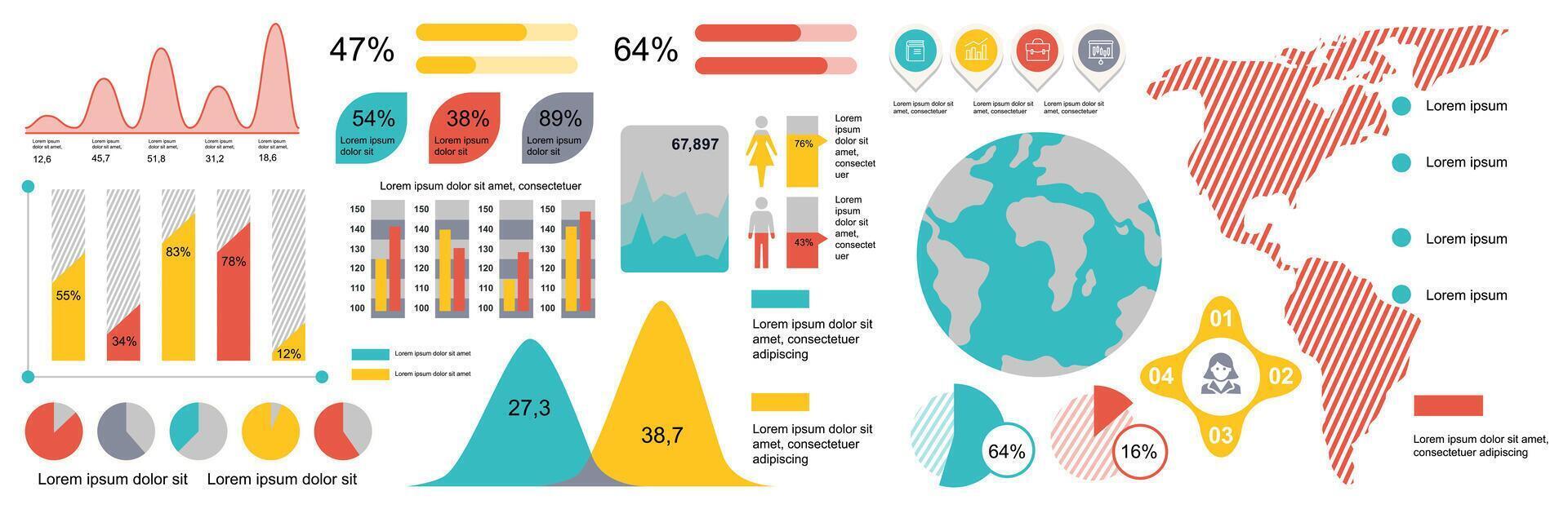 Mega set of infographic elements data visualization vector design template. Can be used for steps, options, business process, workflow, diagram, flowchart, timeline, marketing. Bundle info graphics.