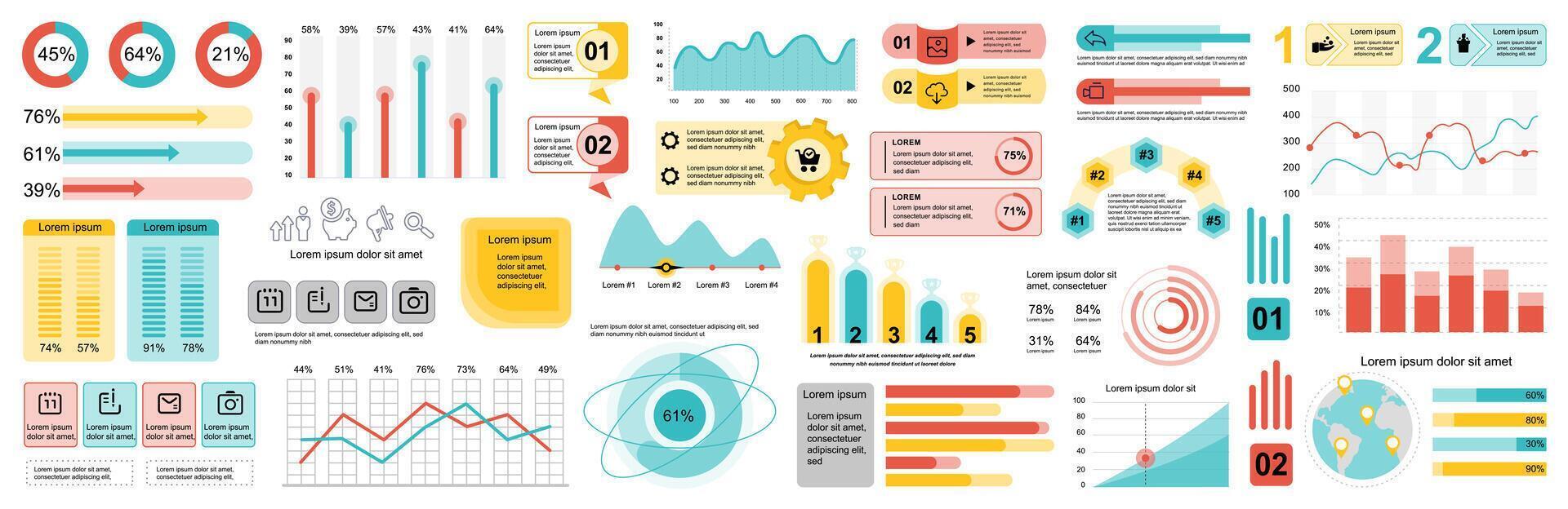 mega conjunto de infografía elementos datos visualización vector diseño modelo. lata ser usado para pasos, opciones, negocio proceso, flujo de trabajo, diagrama, diagrama de flujo, línea de tiempo, marketing. haz informacion gráficos.