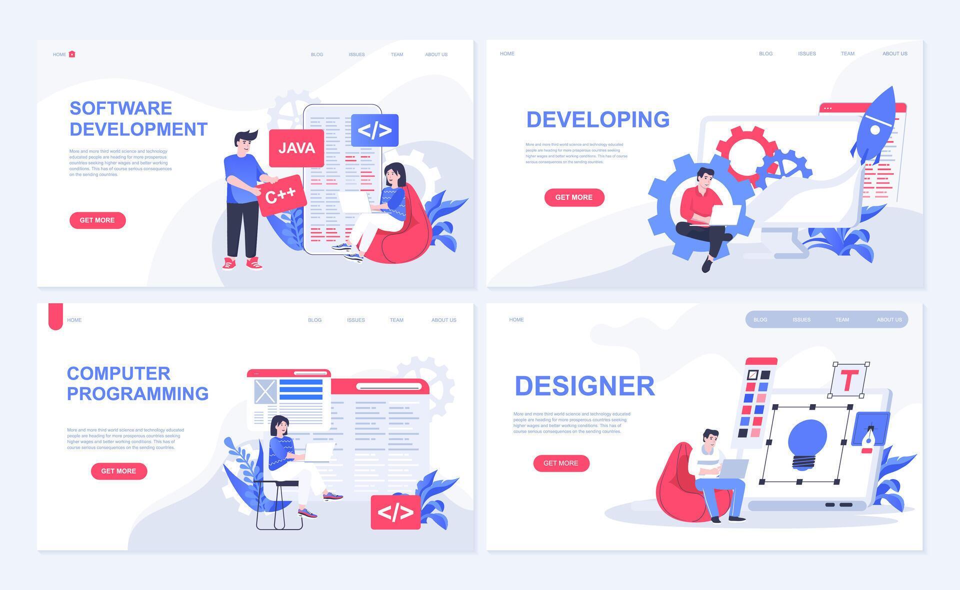 Software development web concept for landing page in flat design ...