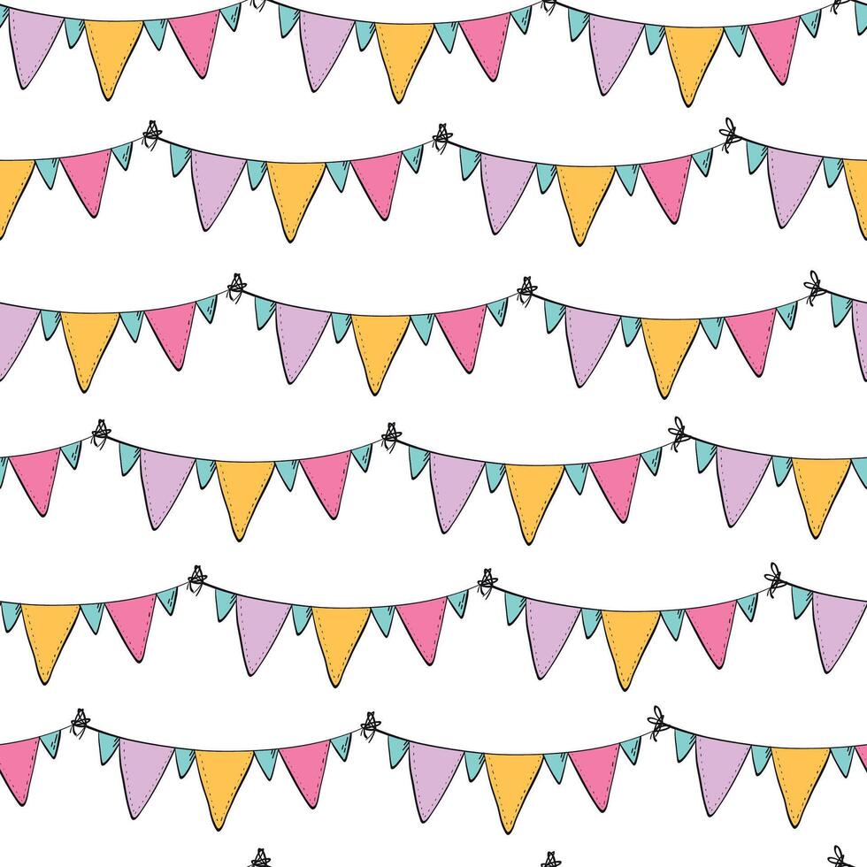 Garlands seamless pattern with cartoon elements for kids wallpaper, gift wrapping paper, textile prints, nursery decor, backgrounds, scrapbooking, stationary, etc. EPS 10 vector
