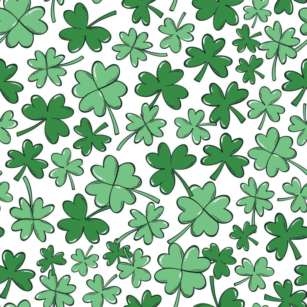 Green clovers seamless pattern for st. Patrick's day wallpaper, textile prints, cards, wrapping paper, scrapbooking, etc. EPS 10 vector