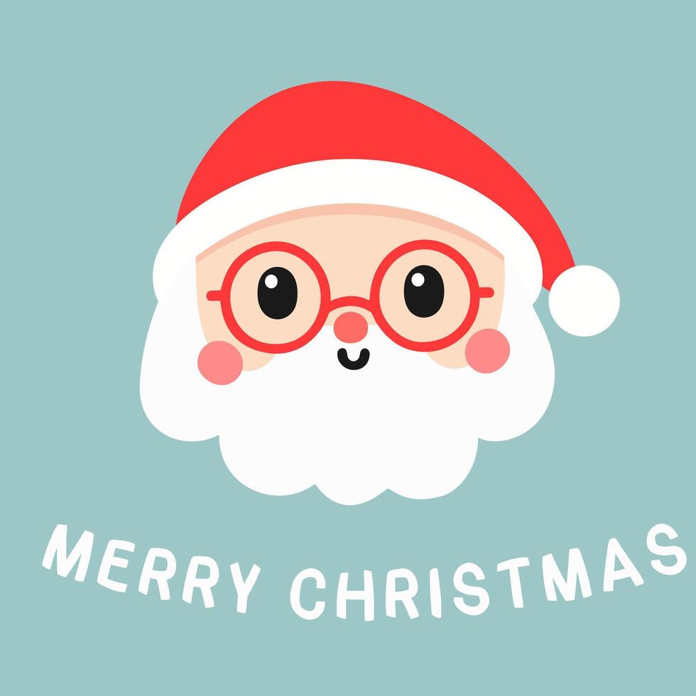 Cartoon santa claus face in flat style isolated. Vector illustration.