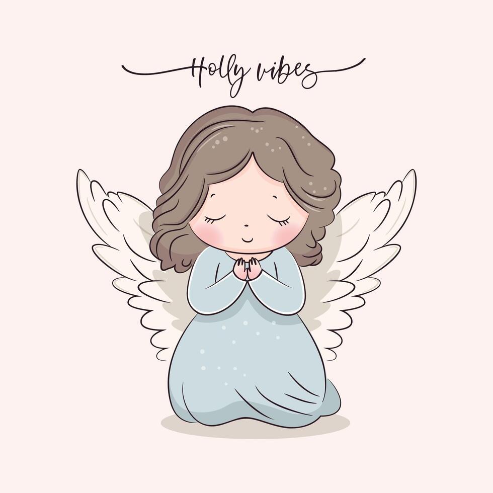 Cute cartoon baby angel for Christmas and Easter. vector