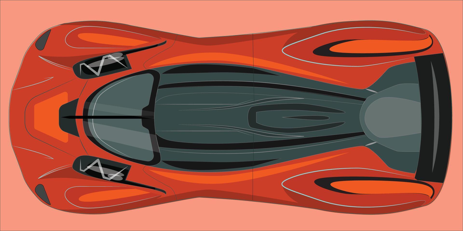 Best Realistic Auto Car from top view. Realistic car vector orange modern racing car vector illustration