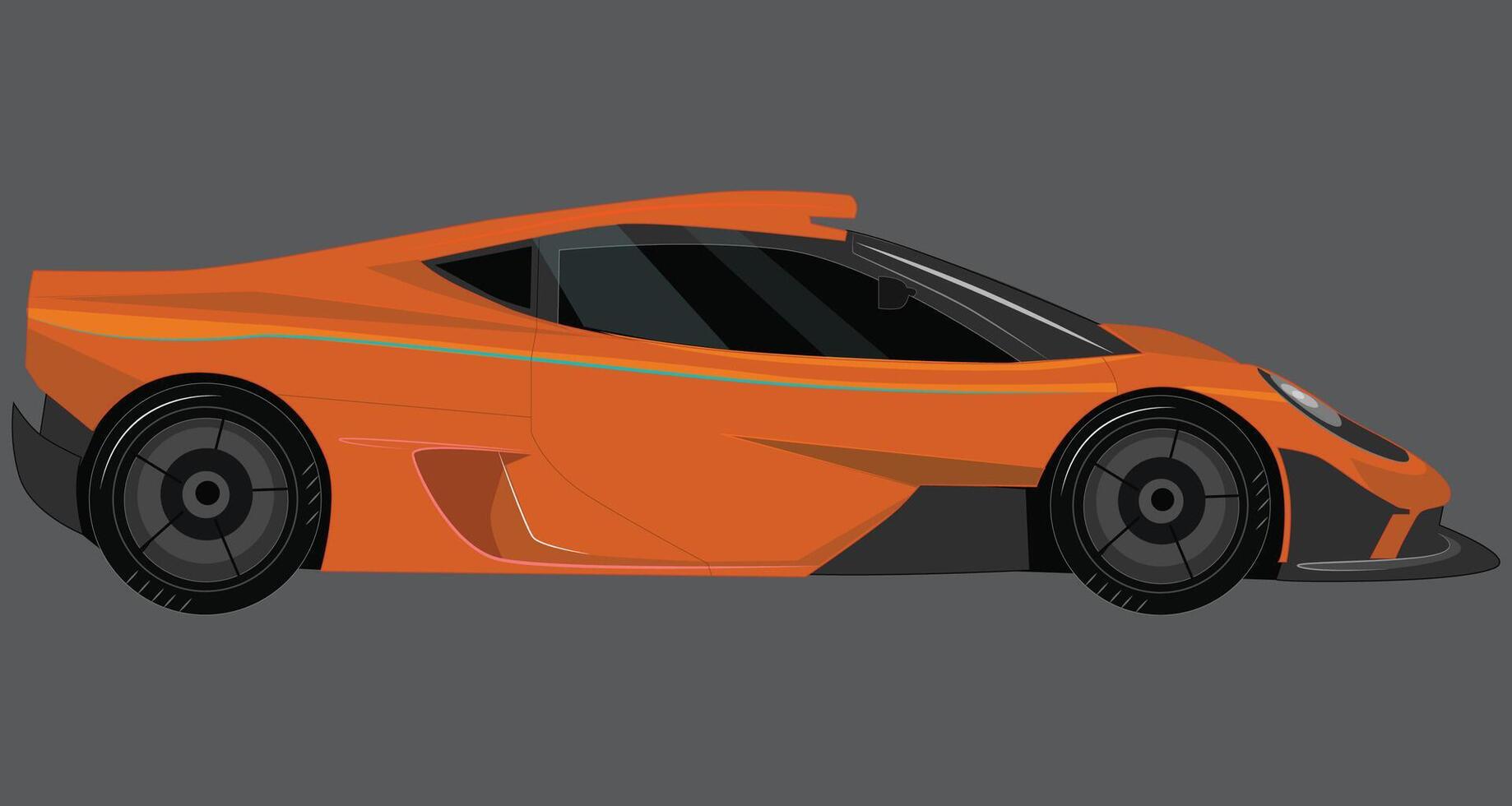 Orange Vector Side View sports car. New model car, very fierce style.