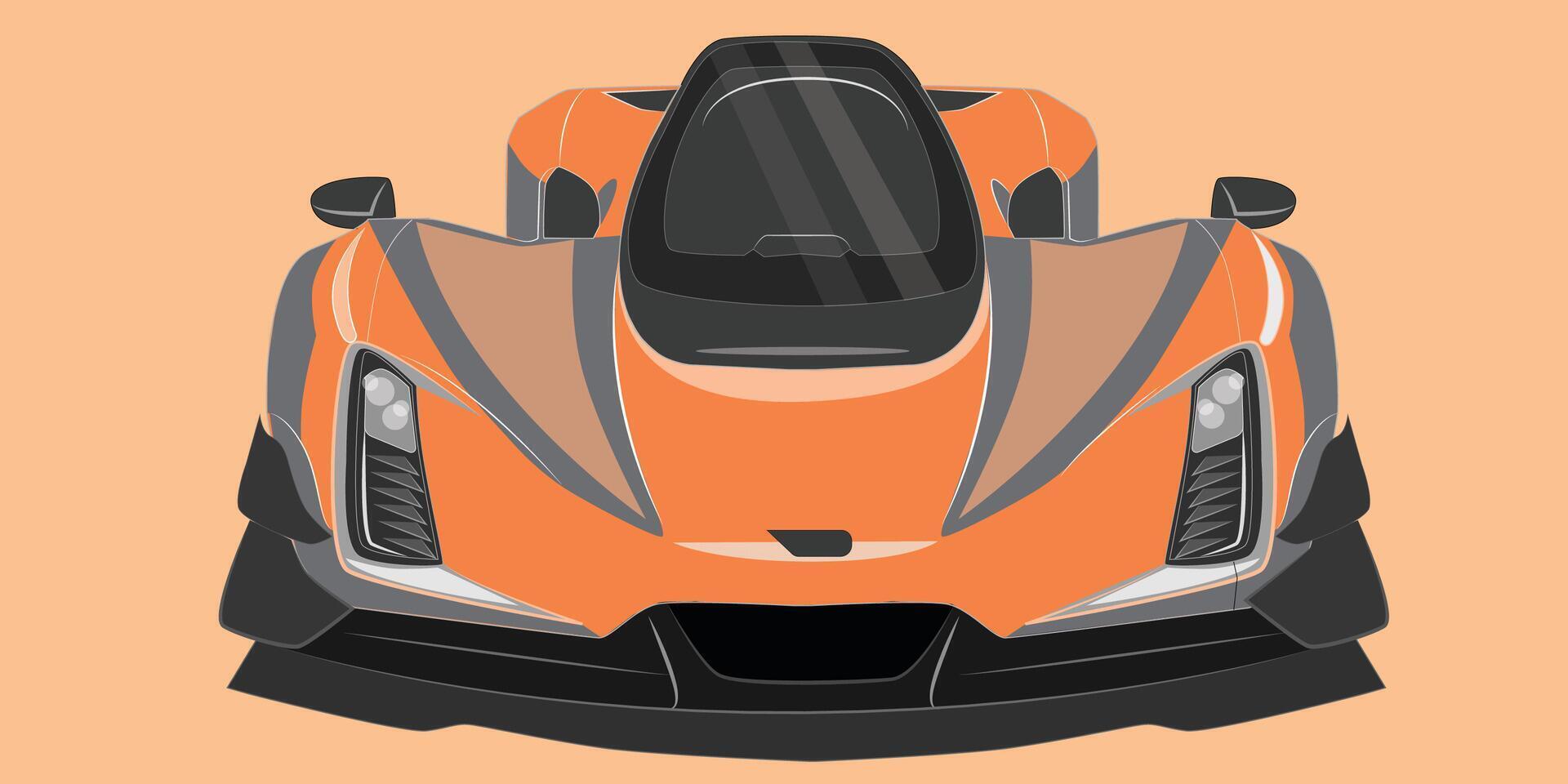 Sports car seen from the front side. Orange color. latest model. selling well on the market vector