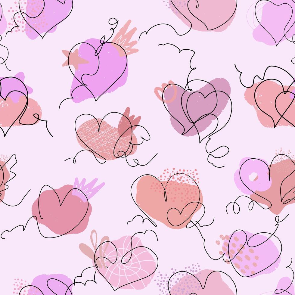 a pattern with hearts and hearts on a pink background vector
