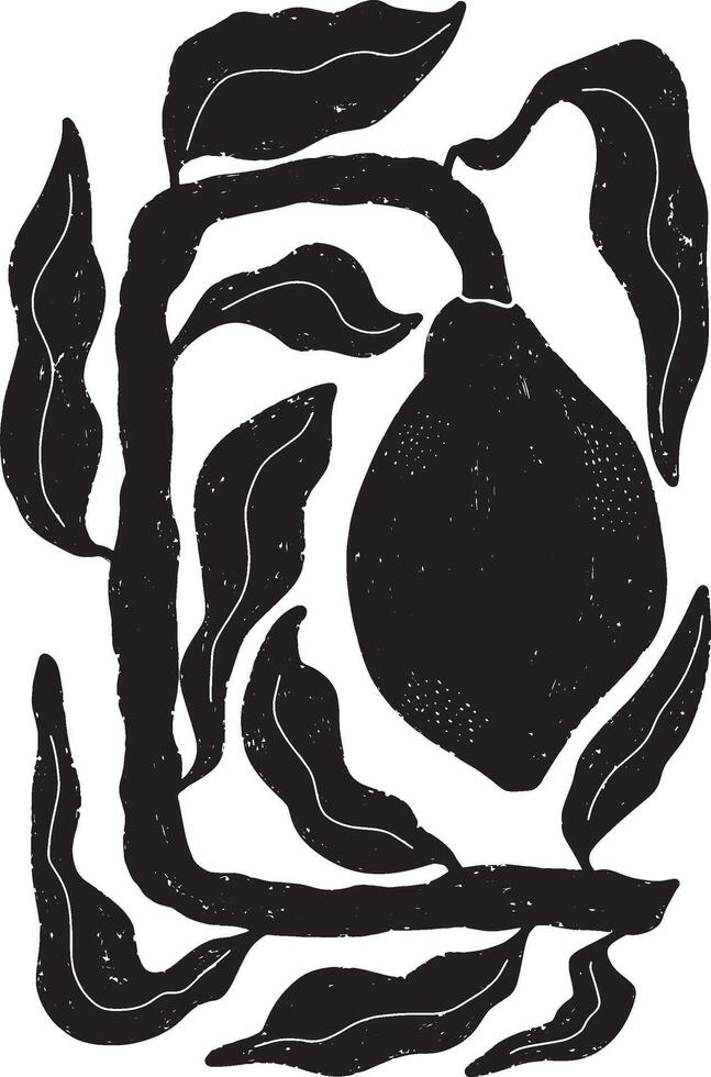 a black and white illustration of a lemon vector