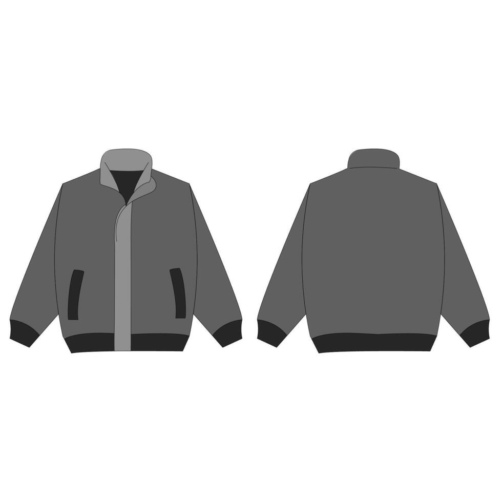 Blank vector mockup jacket in front and back view isolated on white background, ready for mockup template, presentation, preview your design project