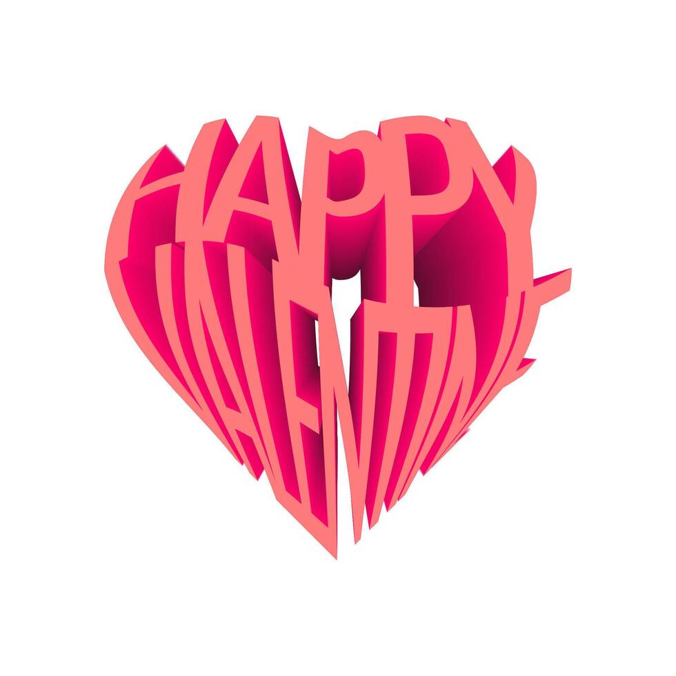 Happy Valentine's day 3d design isolated on white vector