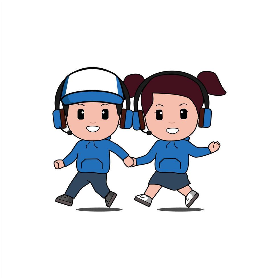 Gamers Sibling Mascot Walk vector