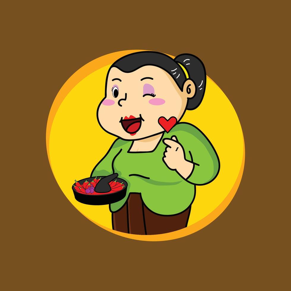 Mascot Woman Geprek Traditional Javanese Food vector