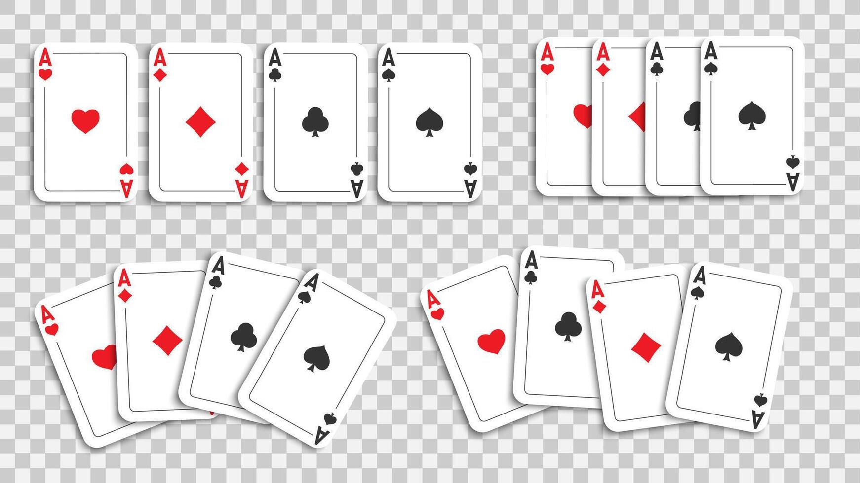 Set of ace card suit isolated, playing cards template vector