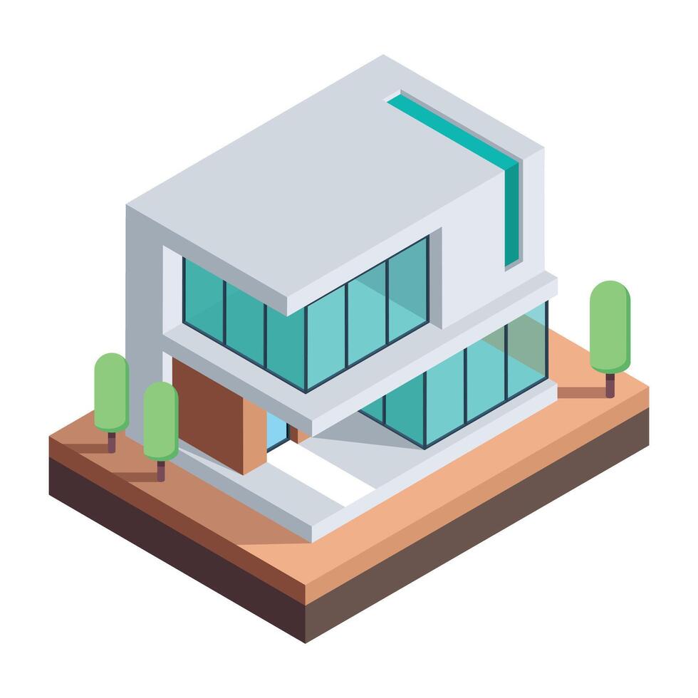 Houses Buildings Isometric Icon vector