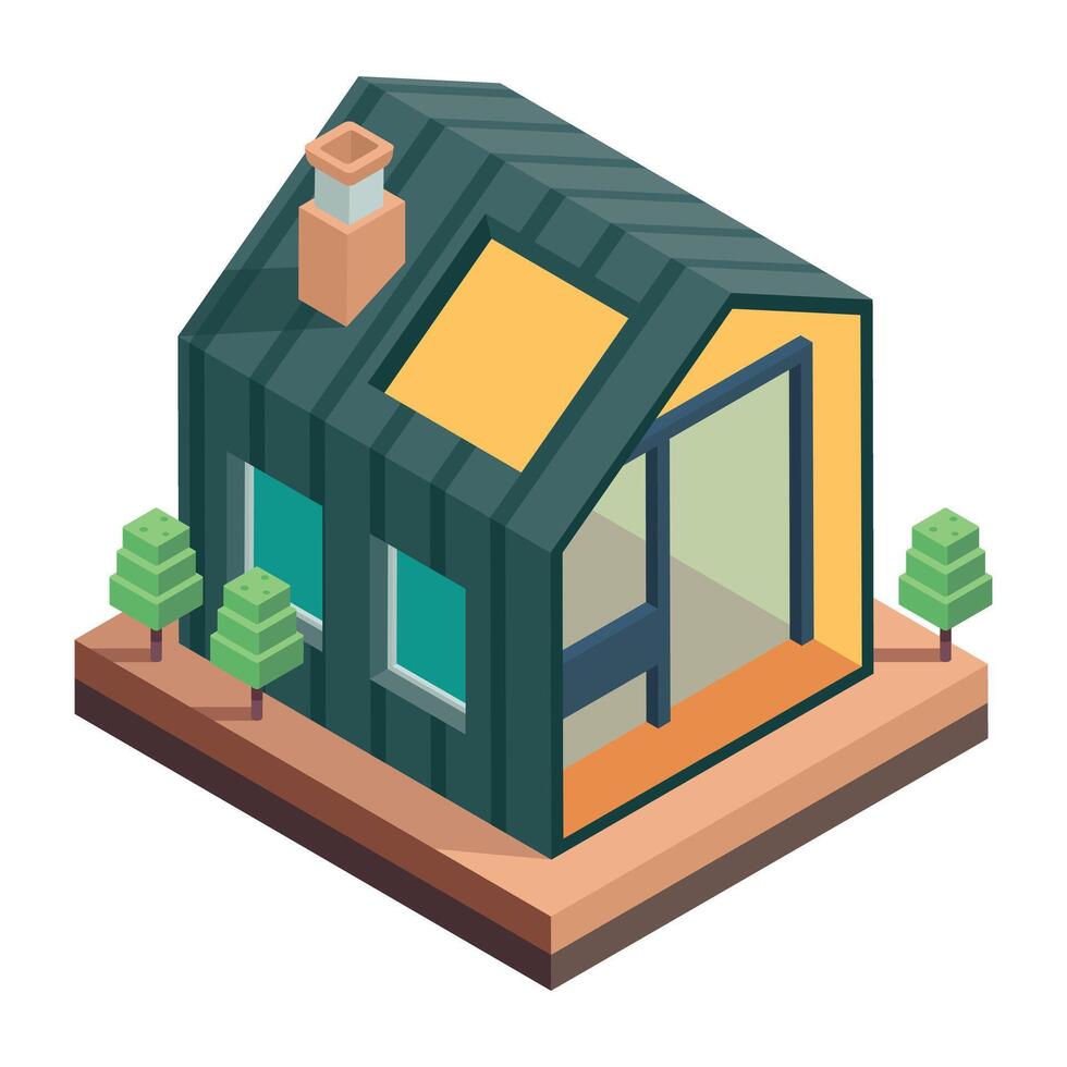 Houses Buildings Isometric Icon vector