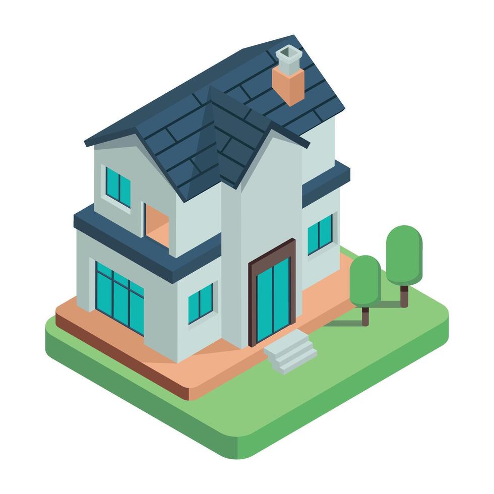 Houses Buildings Isometric Icon vector