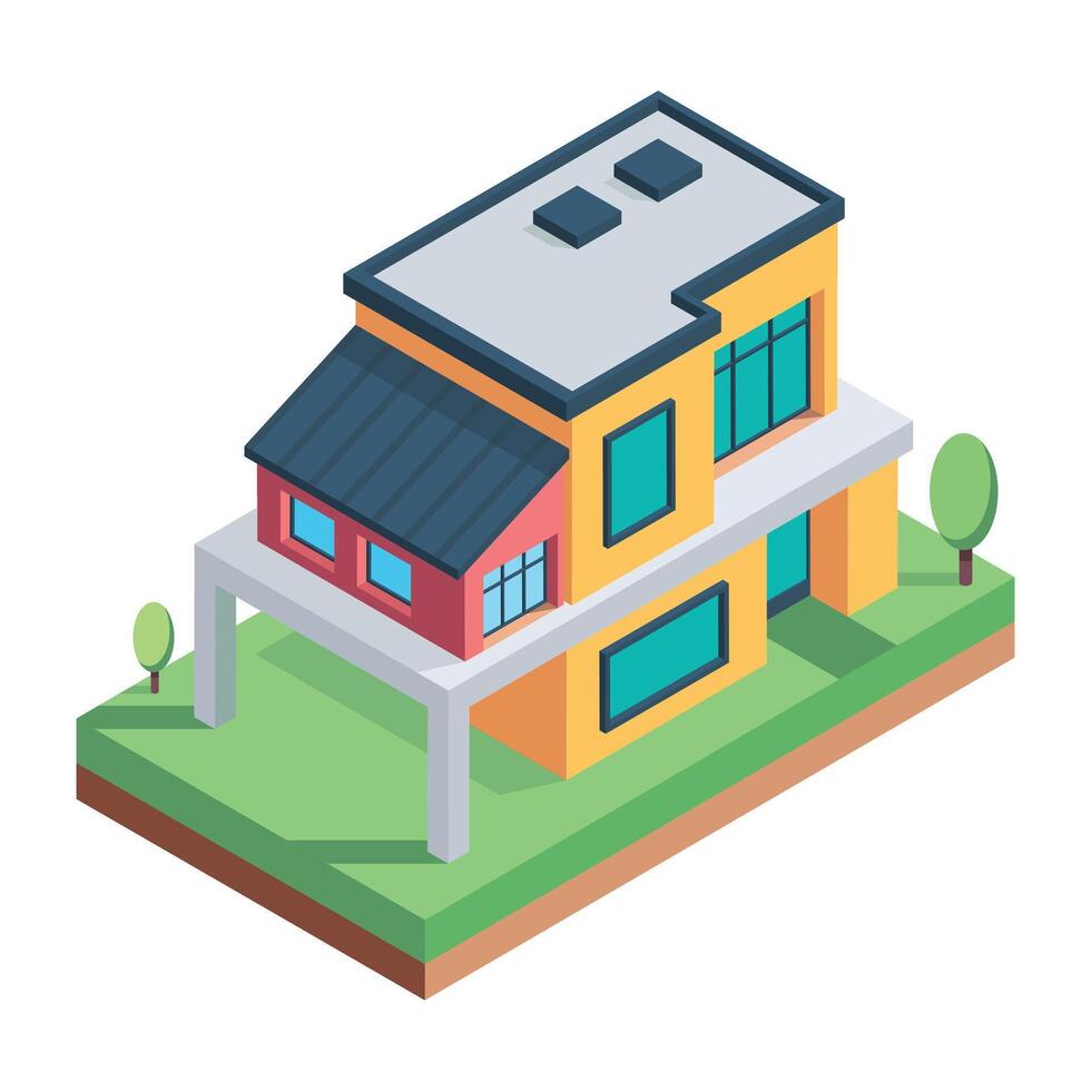 Houses Buildings Isometric Icon vector