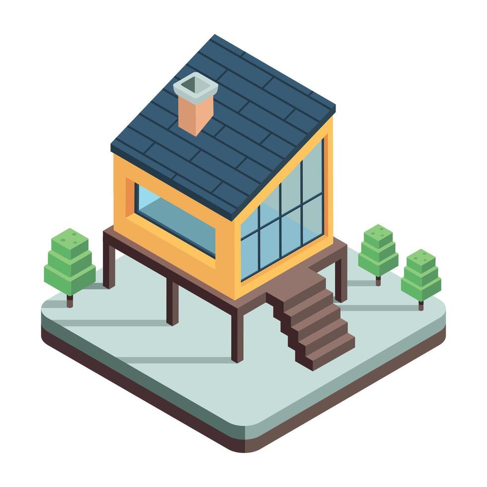 Houses Buildings Isometric Icon vector