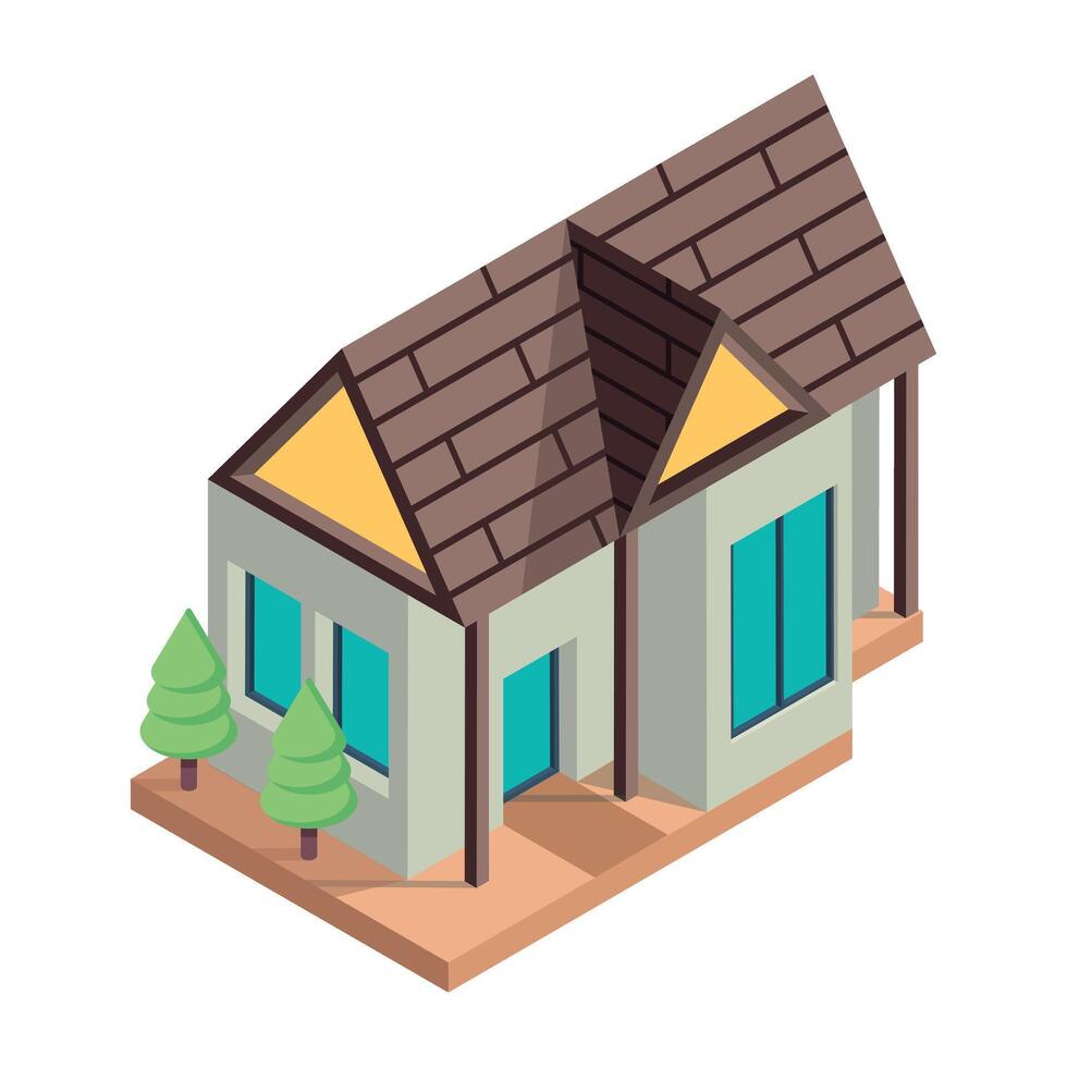 Houses Buildings Isometric Icon vector