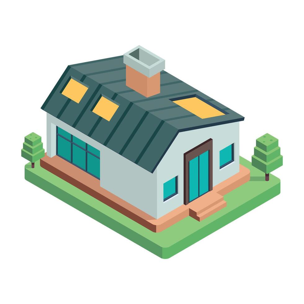 Houses Buildings Isometric Icon vector