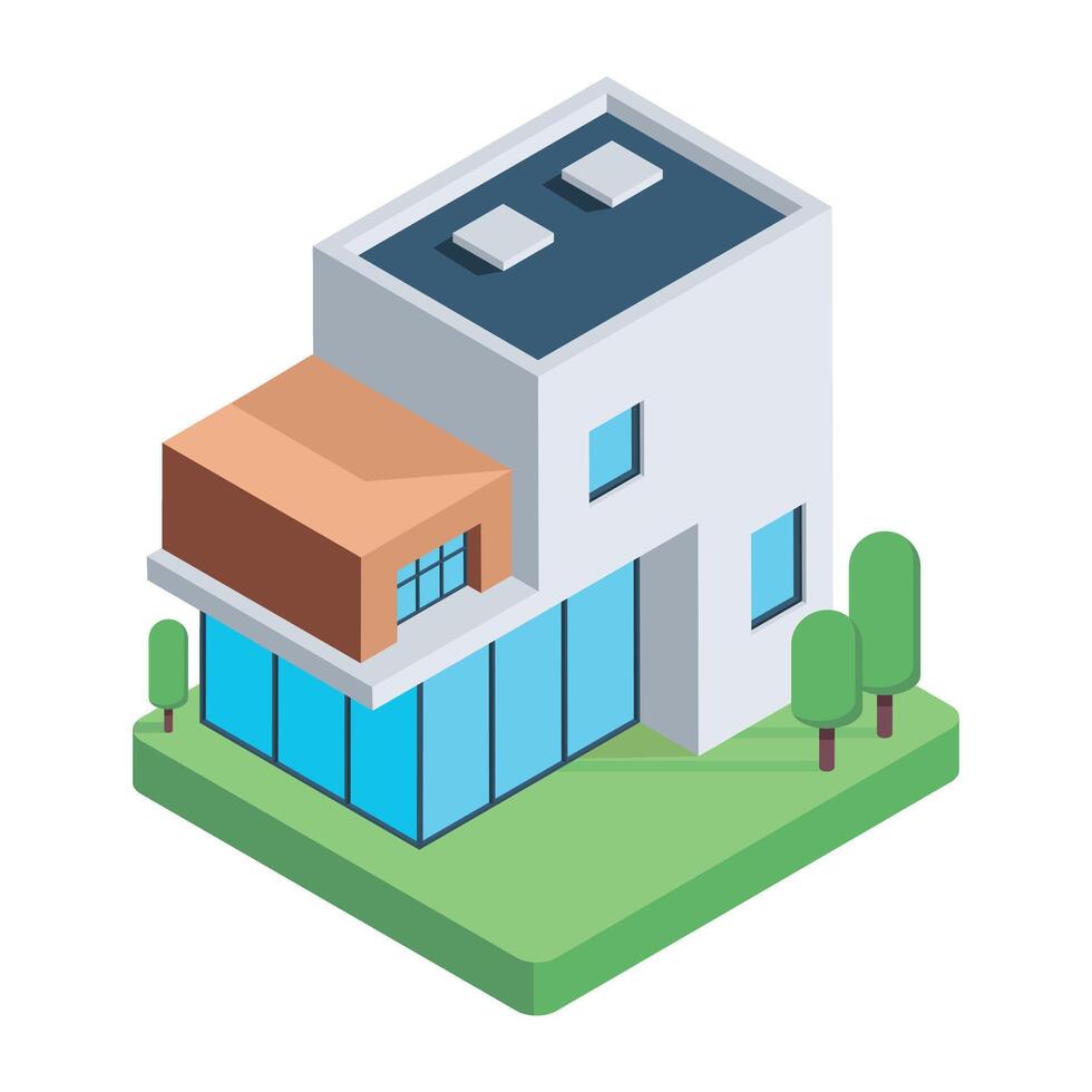 Houses Buildings Isometric Icon vector