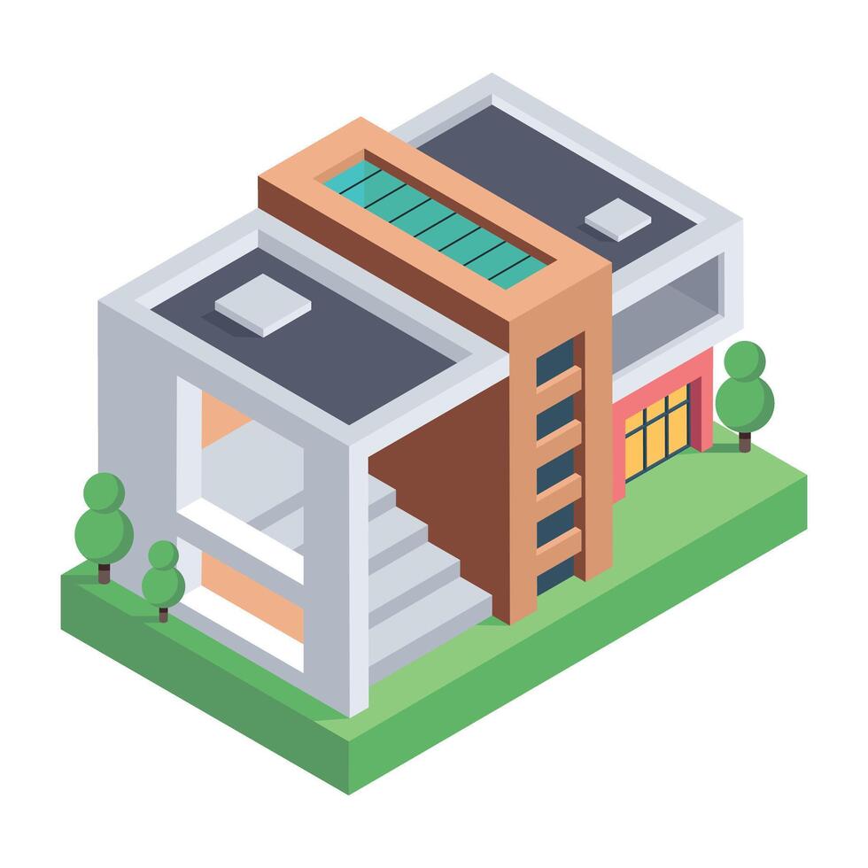 Houses Buildings Isometric Icon vector