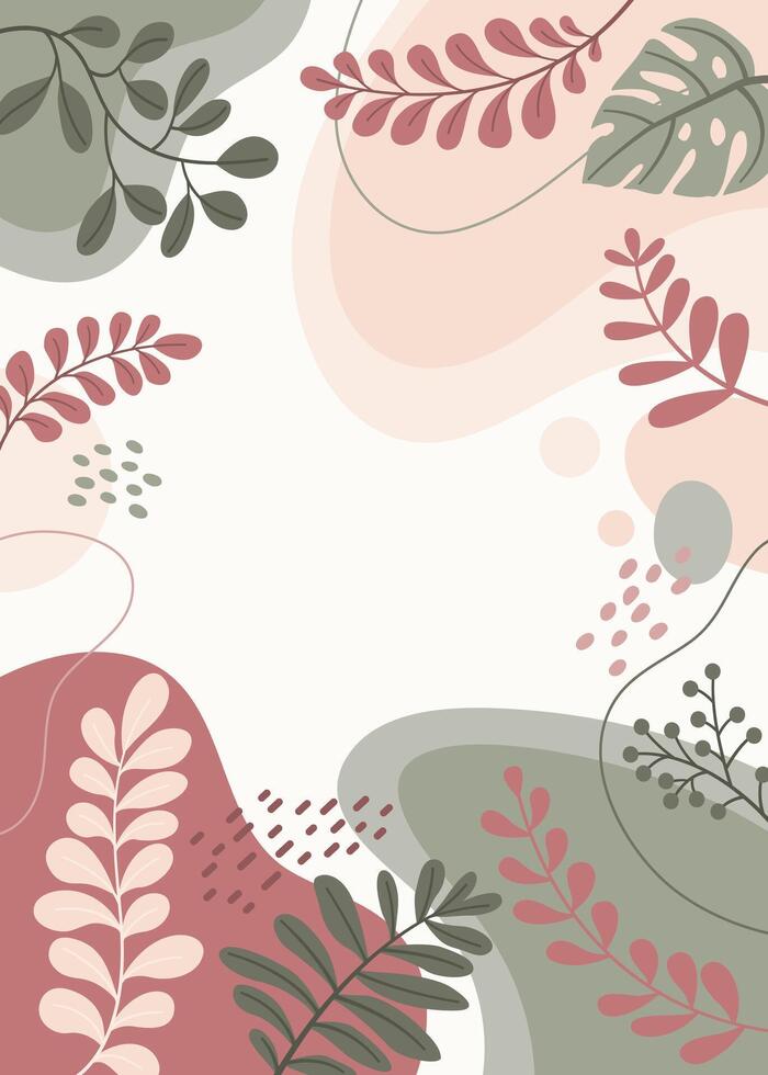 Design banner frame background .Colorful poster background vector illustration.Exotic plants, branches,art print for beauty, fashion and natural products,wellness, wedding and event.