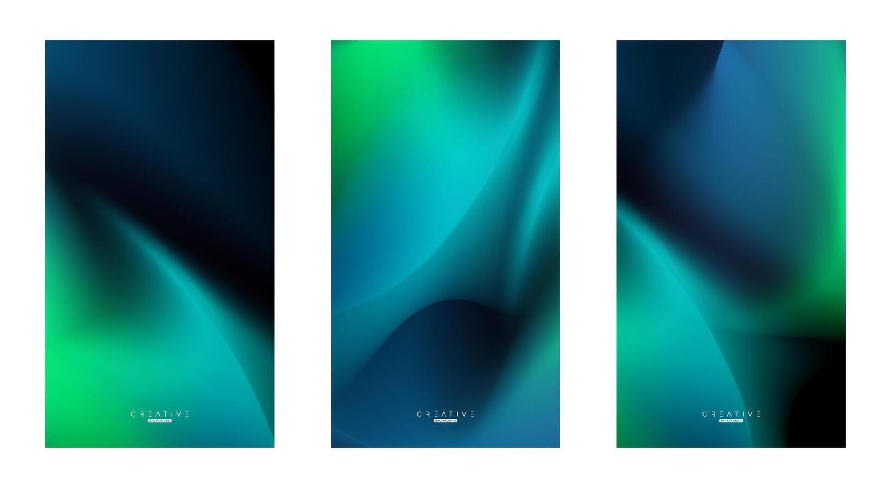 Set of Abstract liquid Gradient Vertical Background. Black, Blue and Green Fluid Color Gradient. Design Template For ads, Banner, Poster, Cover, Brochure, Wallpaper, and flyer. Vector. vector