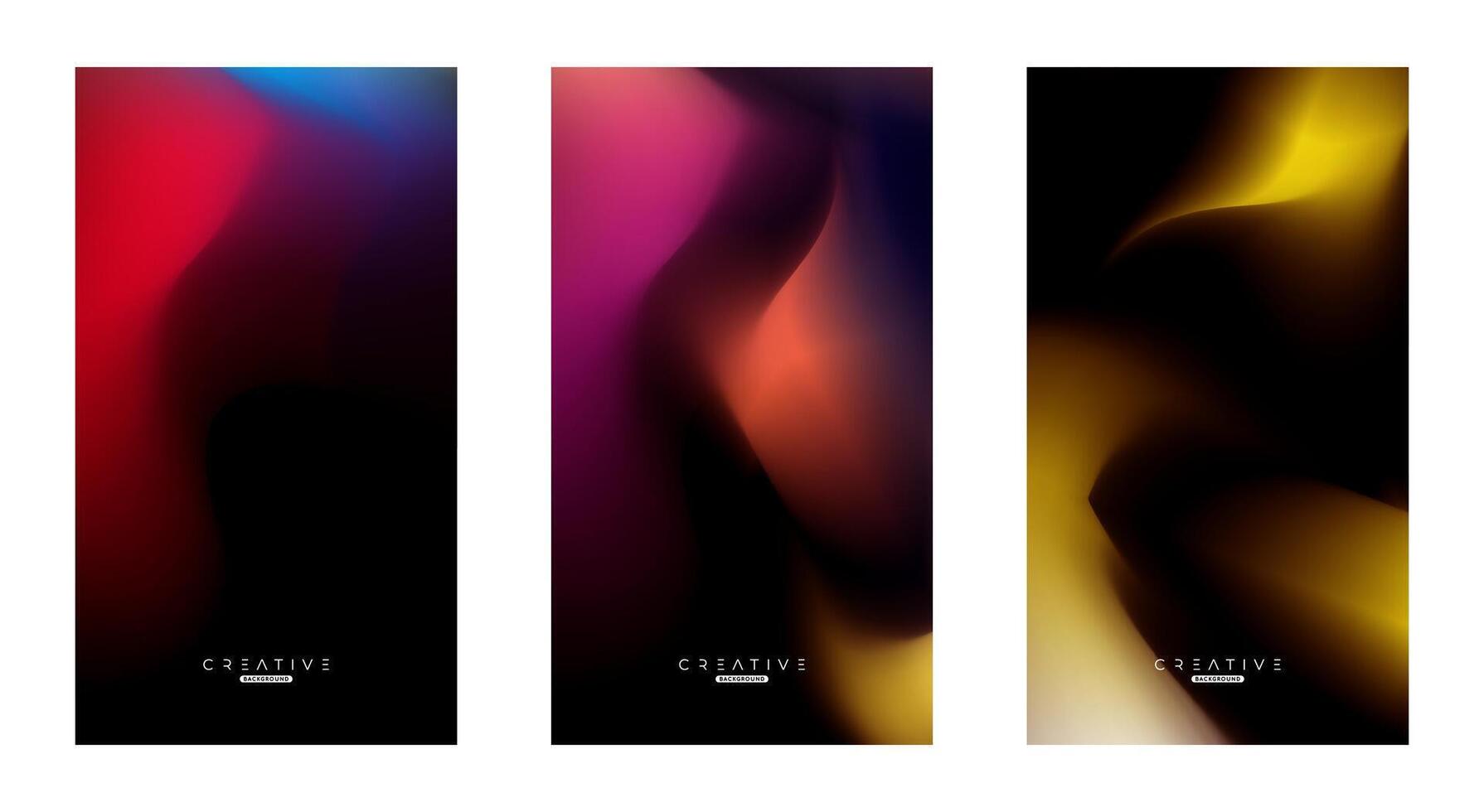 Set of Abstract liquid Gradient Vertical Background. Black, Red, and Blue Fluid Color Gradient. Design Template For ads, Banner, Poster, Cover, Brochure, Wallpaper, and flyer. Vector. vector