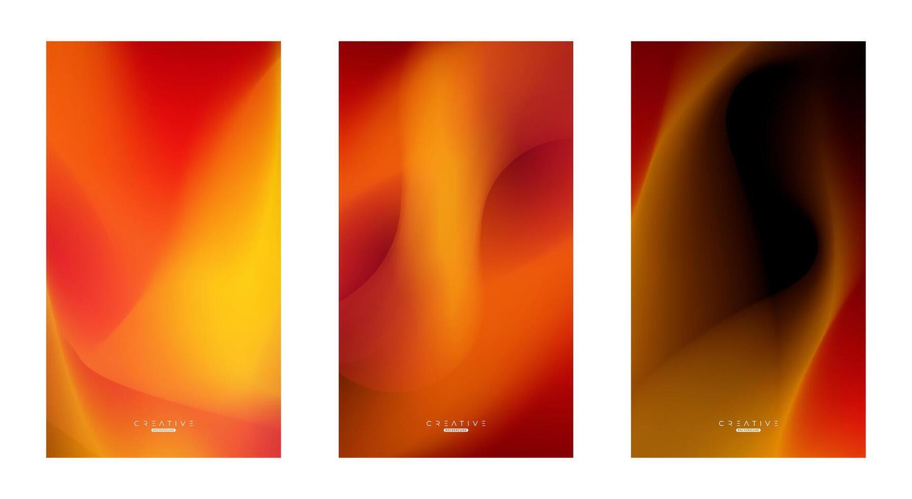 Set of Abstract liquid Gradient Vertical Background. Black, and Orange Fluid Color Gradient. Design Template For ads, Banner, Poster, Cover, Brochure, Wallpaper, and flyer. Vector. vector