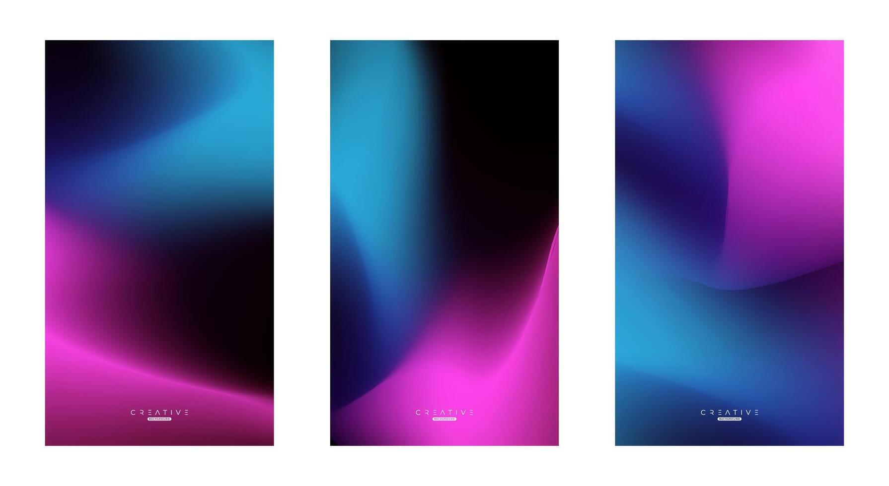 Set of Abstract liquid Gradient Vertical Background. Black, Blue, and Pink Fluid Color Gradient. Design Template For ads, Banner, Poster, Cover, Brochure, Wallpaper, and flyer. Vector. vector