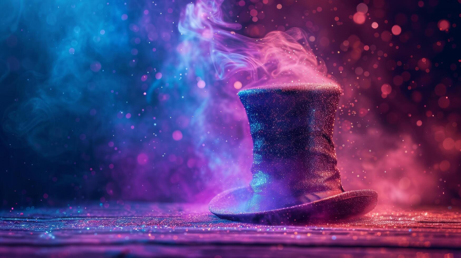 AI generated Magic background with magician's hat photo