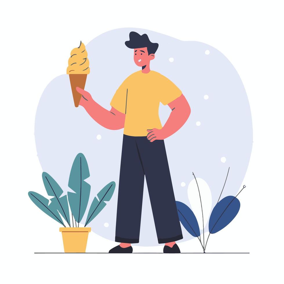 hombre con hielo crema cono vector ilustración