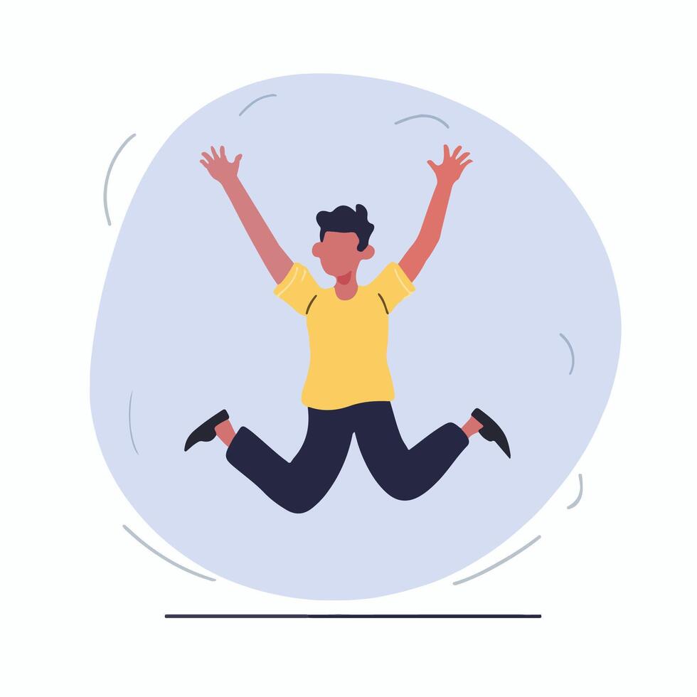 a man jumping in the air with his arms up vector